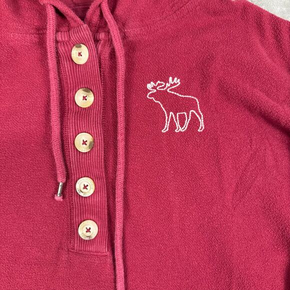 Abercrombie & fitch red Half Button Pullover Hoodie Women's Size S - Picture 3 of 6